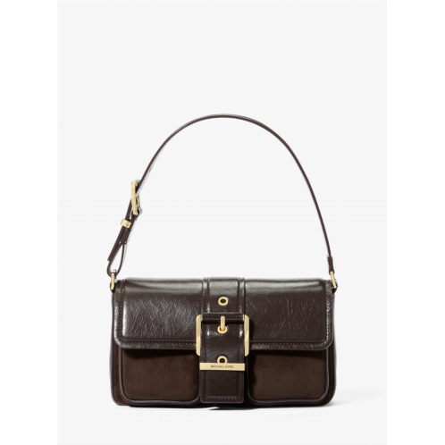 Michaelkors Colby Medium Crackled Leather and Suede Shoulder Bag