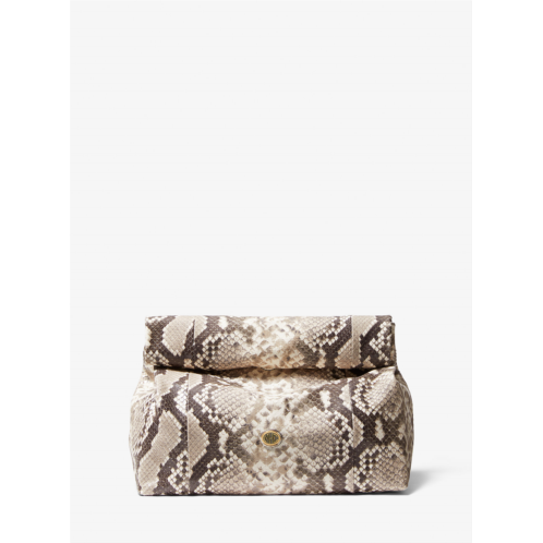 Michaelkors Monogramme Python Embossed Lunch Bag Clutch