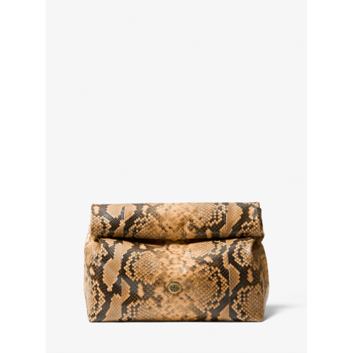 Michaelkors Monogramme Python Embossed Lunch Bag Clutch