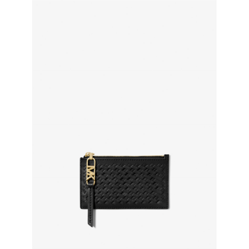 Michaelkors Empire Small Woven Leather Card Case