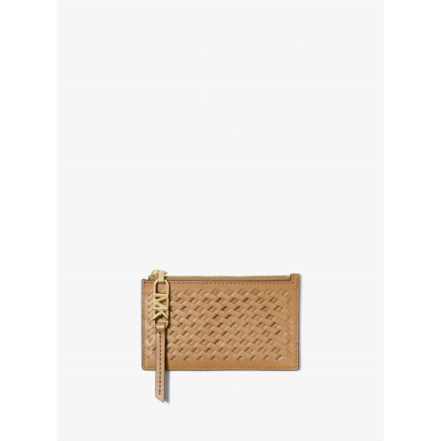 Michaelkors Empire Small Woven Leather Card Case