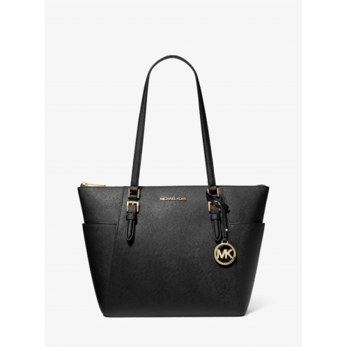 Michaelkors Charlotte Large Saffiano Leather Top-Zip Tote Bag