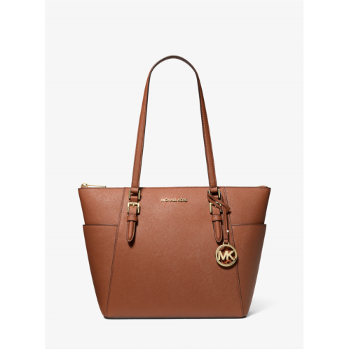 Michaelkors Charlotte Large Saffiano Leather Top-Zip Tote Bag