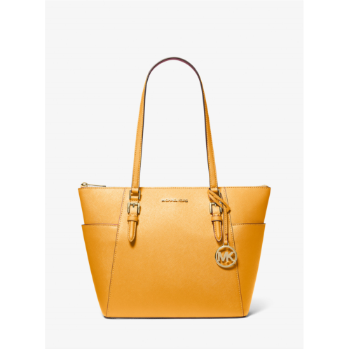 Michaelkors Charlotte Large Saffiano Leather Top-Zip Tote Bag