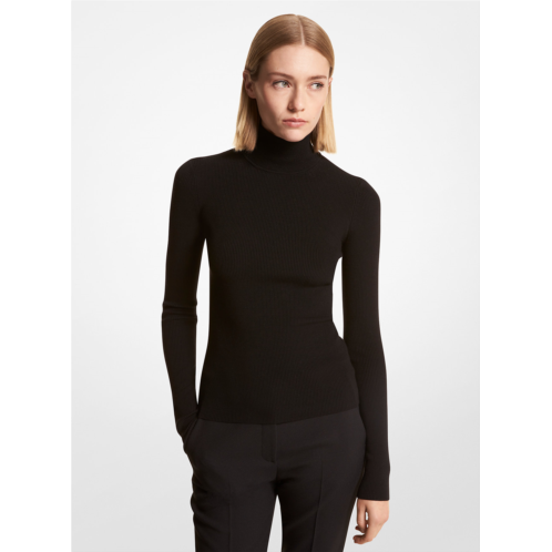 Michaelkors Ribbed Stretch Merino Wool Turtleneck Sweater