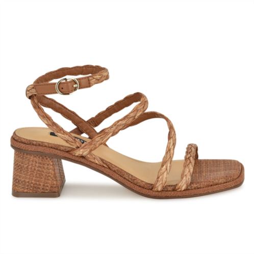 NINEWEST Emolly Raffia Block Heel Sandals