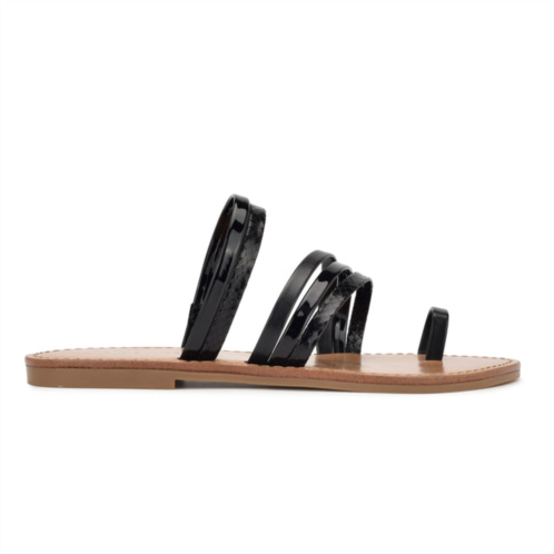 NINEWEST Cins Toe Ring Flat Strappy Slide Sandals