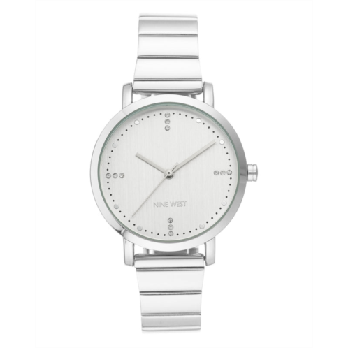 NINEWEST Crystal Accented Stainless Steel Bracelet Watch