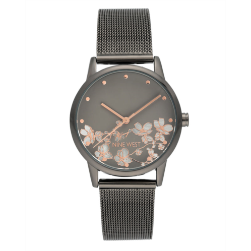 NINEWEST Floral Dial Mesh Bracelet Watch