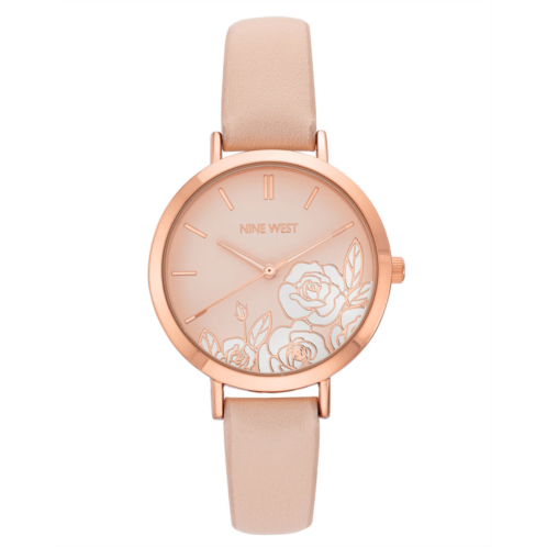 NINEWEST Floral Dial Smooth Strap Watch