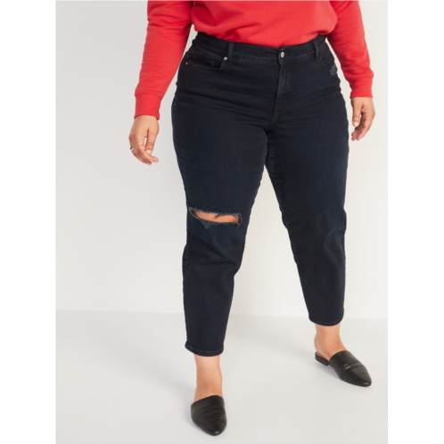 Oldnavy High-Waisted Secret-Smooth Pockets O.G. Straight Plus-Size Ripped Jeans