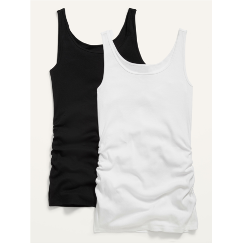 Oldnavy Maternity First Layer Rib-Knit Side-Shirred Tank Top 2-Pack Hot Deal