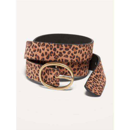 Oldnavy Leopard-Print Velvet O-Ring Belt For Women (1.25-Inch)