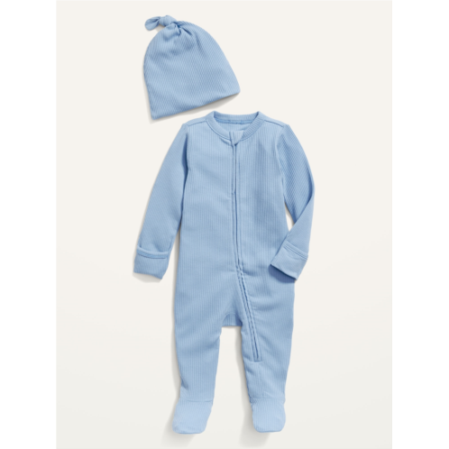 Oldnavy Footed Sleep & Play Rib-Knit One-Piece & Beanie Layette Set for Baby Hot Deal