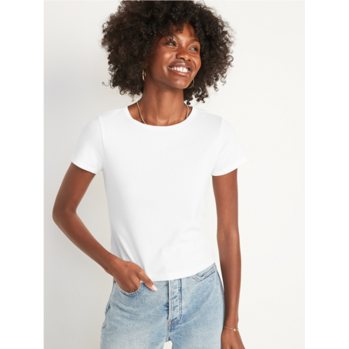 Oldnavy Fitted Short-Sleeve Cropped Rib-Knit T-Shirt
