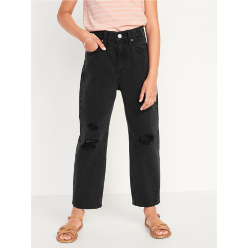 Oldnavy High-Waisted Slouchy Straight Black-Wash Jeans for Girls Hot Deal