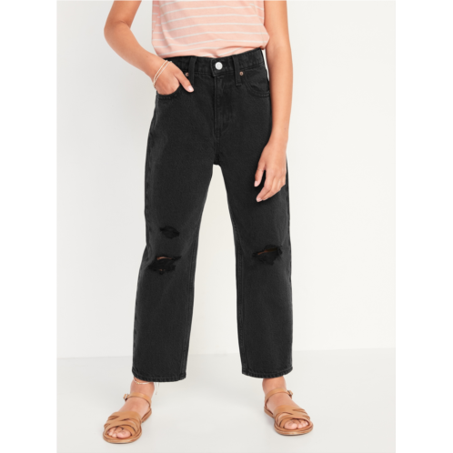 Oldnavy High-Waisted Slouchy Straight Black-Wash Jeans for Girls
