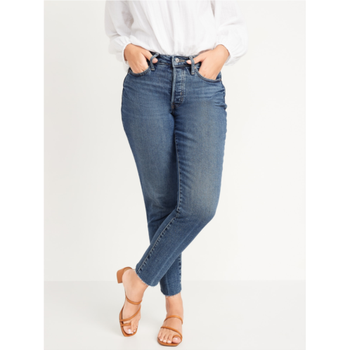 Oldnavy Curvy High-Waisted Button-Fly OG Straight Cut-Off Jeans