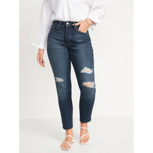 Oldnavy Curvy High-Waisted OG Straight Ripped Cut-Off Jeans