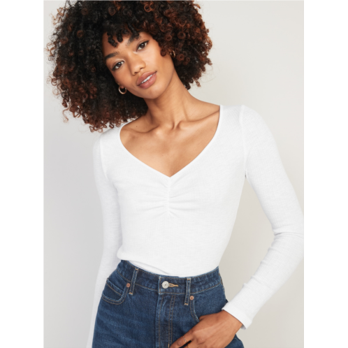 Oldnavy Long-Sleeve Cinched-Front Rib-Knit T-Shirt