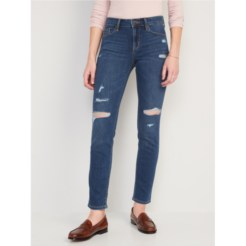 Oldnavy Mid-Rise Power Slim Straight Ripped Jeans for Women