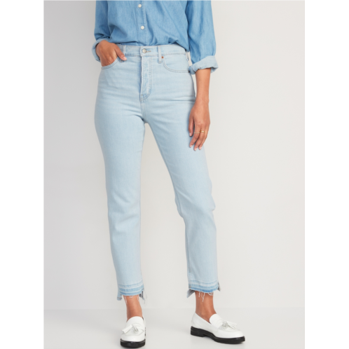 Oldnavy Extra High-Waisted Button-Fly Sky-Hi Straight Cut-Off Jeans