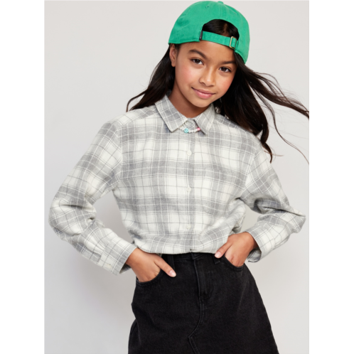 Oldnavy Cozy Long-Sleeve Button-Front Plaid Tunic Shirt for Girls