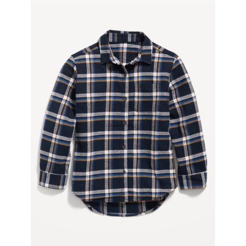 Oldnavy Cozy Long-Sleeve Button-Front Plaid Tunic Shirt for Girls