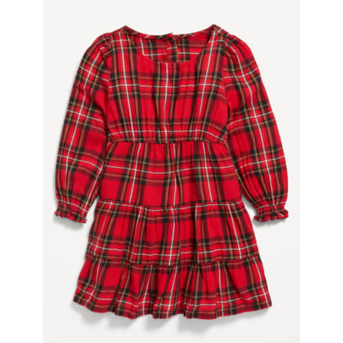 Oldnavy Long-Sleeve Plaid Tiered Dress for Toddler Girls