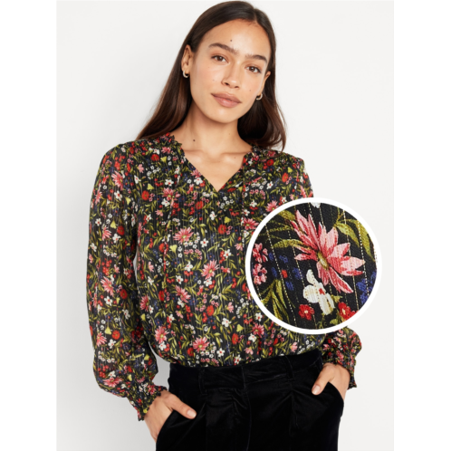 Oldnavy Smocked Floral Shine Blouse