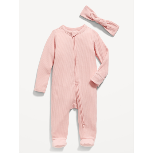 Oldnavy Sleep & Play 2-Way-Zip Footed One-Piece & Headband Layette Set for Baby Hot Deal