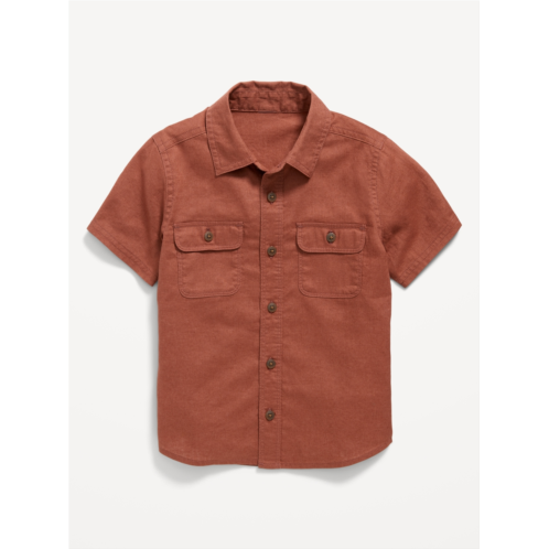 Oldnavy Short-Sleeve Linen-Blend Utility Pocket Shirt for Toddler Boys