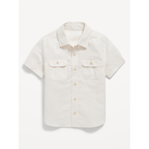 Oldnavy Short-Sleeve Linen-Blend Utility Pocket Shirt for Toddler Boys