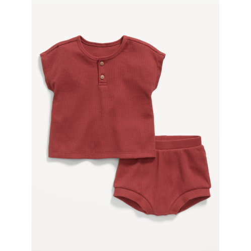 Oldnavy Thermal-Knit Henley Top and Bloomer Shorts Set for Baby