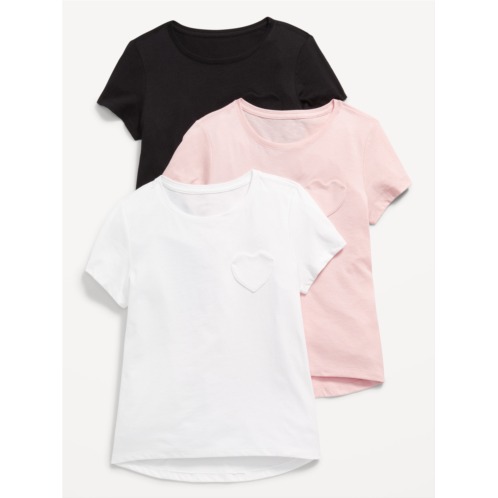 Oldnavy Softest Short-Sleeve Heart Pocket T-Shirt 3-Pack for Girls