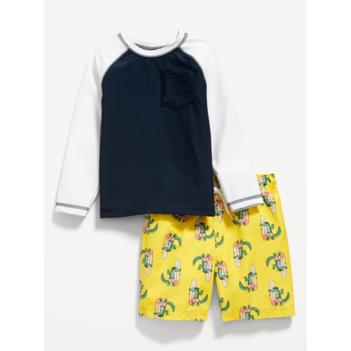 Oldnavy Rashguard Pocket Swim Top & Trunks for Toddler Boys Hot Deal