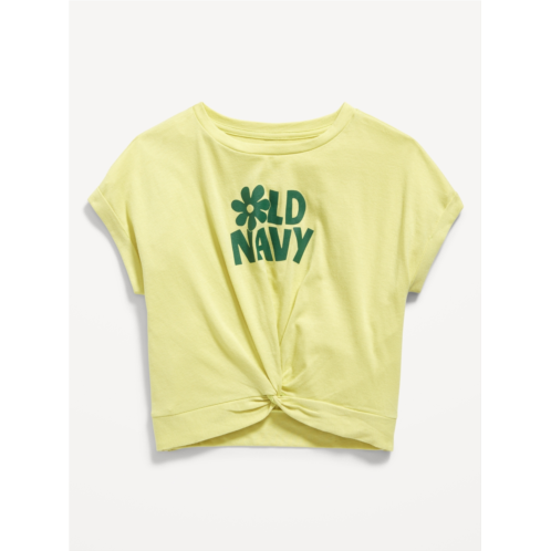 Oldnavy Dolman-Sleeve Logo-Graphic Twist-Front Top for Girls