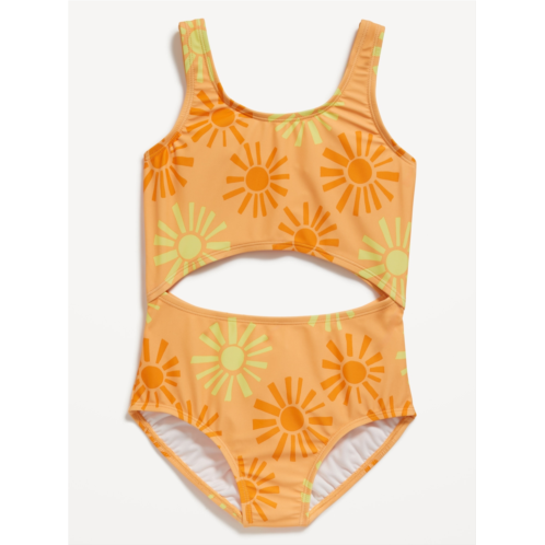 Oldnavy Printed Cutout One-Piece Swimsuit for Girls Hot Deal