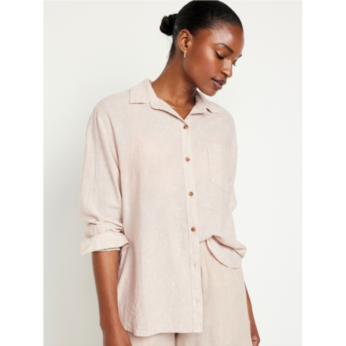 Oldnavy Linen-Blend Button-Down Boyfriend Shirt