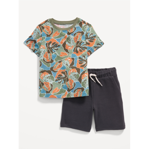 Oldnavy Printed Short-Sleeve T-Shirt and Pull-On Shorts Set for Toddler Boys Hot Deal