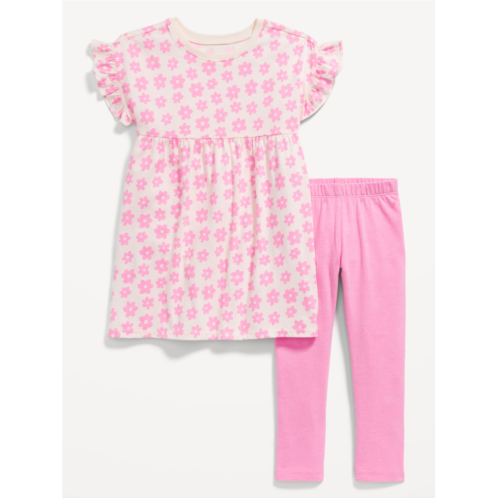 Oldnavy Flutter-Sleeve Dress & Leggings Set for Toddler Girls Hot Deal