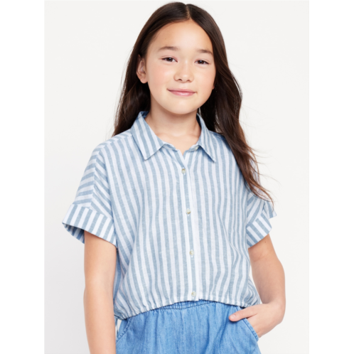 Oldnavy Short-Sleeve Striped Linen-Blend Top for Girls