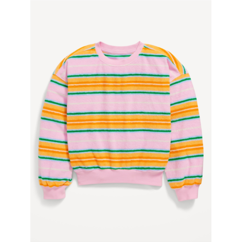 Oldnavy Striped Oversized Drop-Shoulder Sweatshirt for Girls
