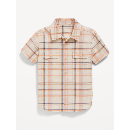 Oldnavy Short-Sleeve Linen-Blend Utility Pocket Shirt for Toddler Boys Hot Deal