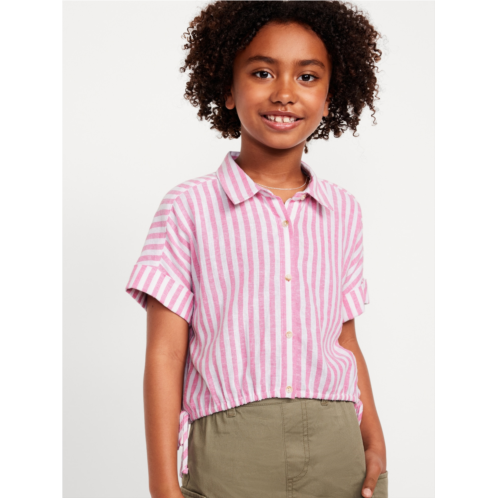 Oldnavy Short-Sleeve Striped Linen-Blend Top for Girls