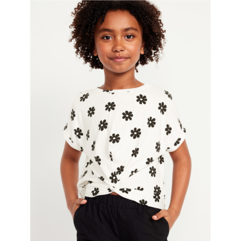 Oldnavy Printed Short-Sleeve Twist-Front T-Shirt for Girls Hot Deal