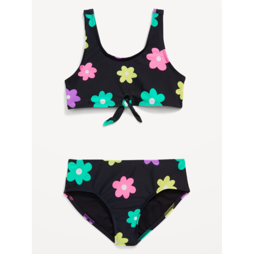 Oldnavy Printed Tie-Front Bikini Swim Set for Girls Hot Deal