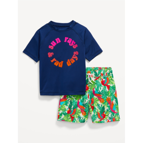 Oldnavy Graphic Rashguard Swim Top & Trunks for Toddler Boys Hot Deal