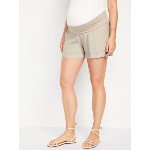Oldnavy Maternity Rollover-Waist Linen Blend Shorts -- 3.5-inch inseam Hot Deal