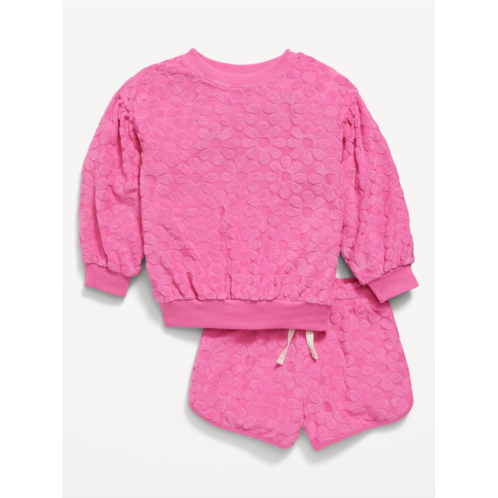 Oldnavy Long Puff-Sleeve Sweatshirt and Shorts Set for Toddler Girls
